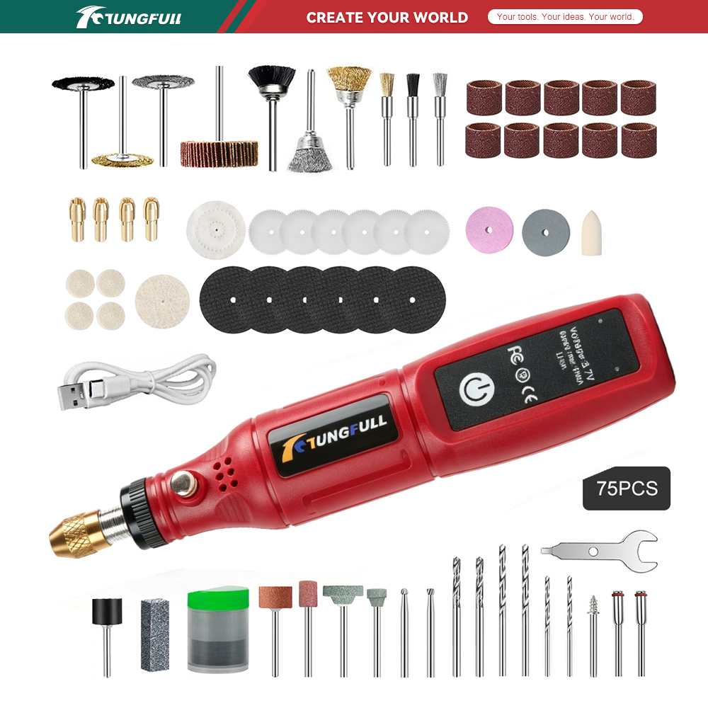 Power Tools For Workshop - TUNGFULL 3.7V Kablosuz Döner Alet USB