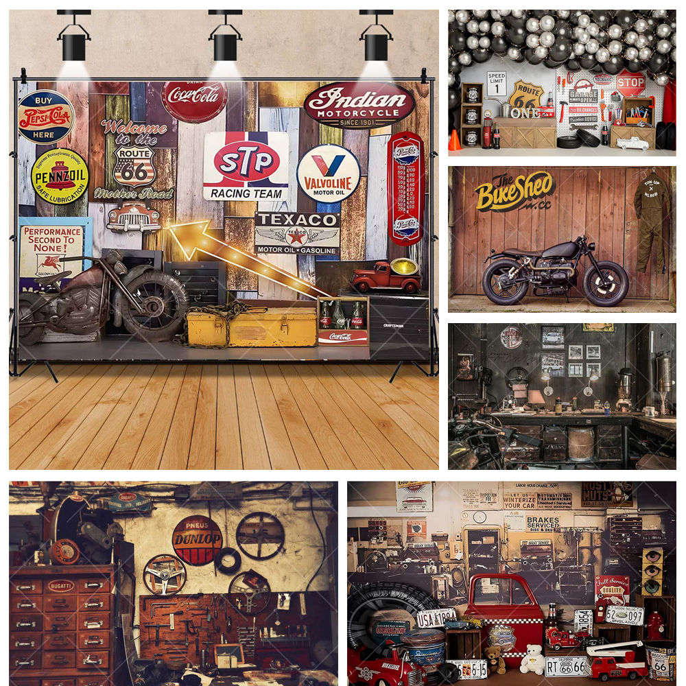 Workshop Tools Background - Retro Motosiklet Araba Tamir Garaj Aracı