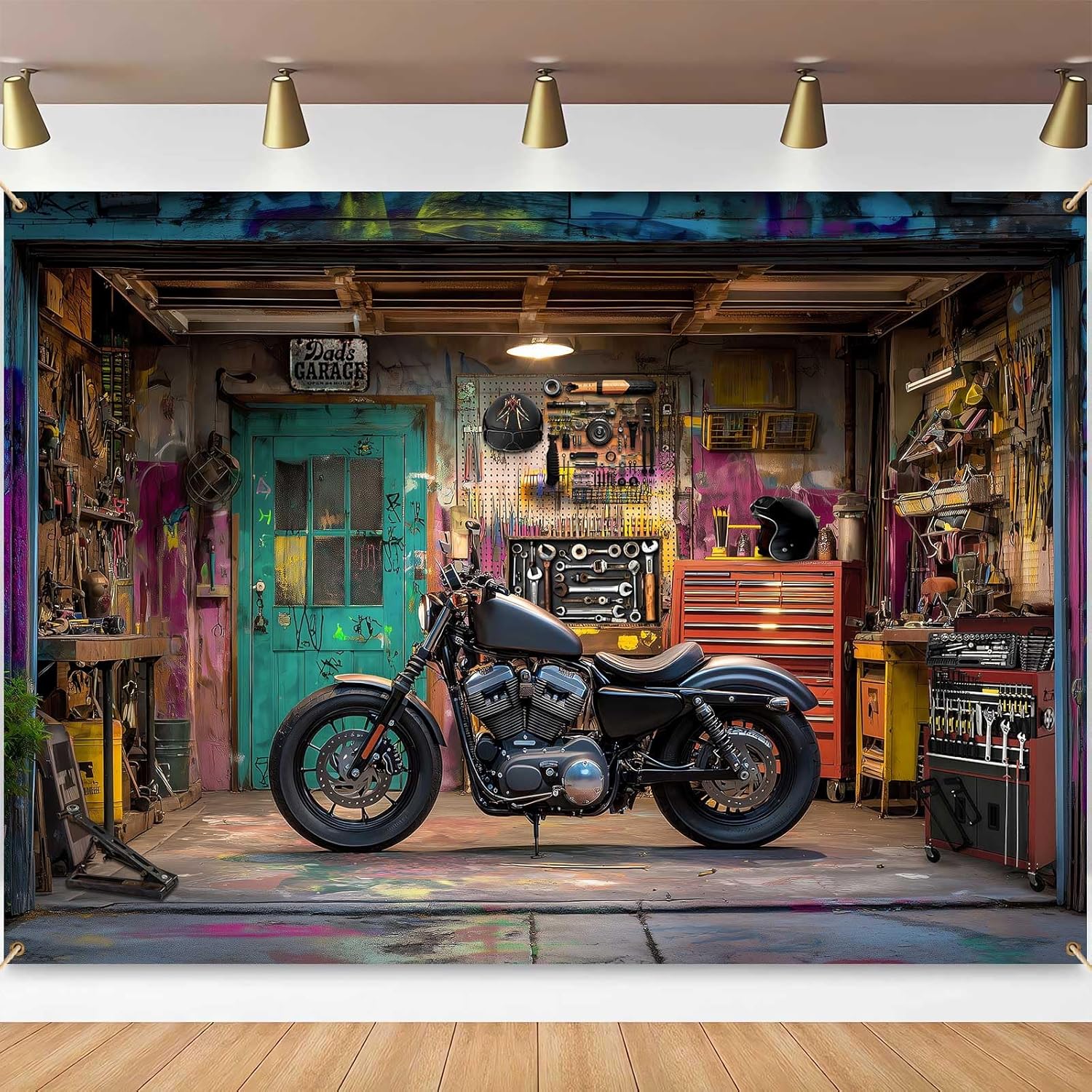 Motosiklet Garaj Fotoğrafçılığ - Workshop Tools Background incelemesi ve fiyatı